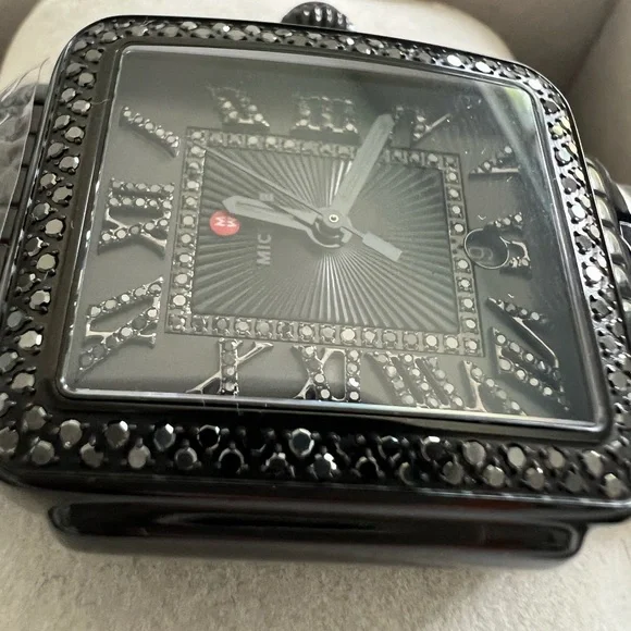 Brand New in Box Black Michele Deco Noir Diamond Watch 06T000215 - Picture 9 of 17
